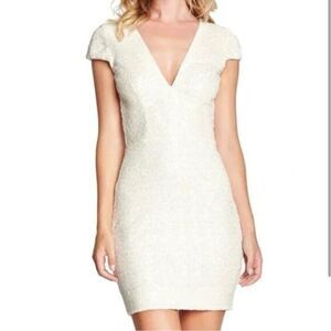 Dress the Population Zoe Mini Dress in Cream Iridescent Sequins Size S